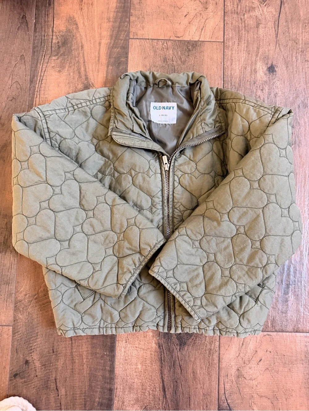 Old Navy Kids Quilted Olive Green Zip Jacket